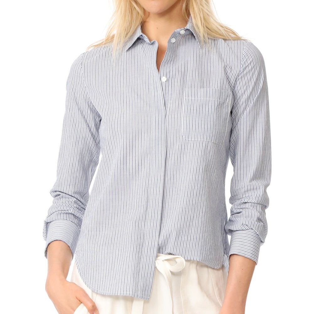 Vince Fitted Button Down Pinstripe Shirt Size 10